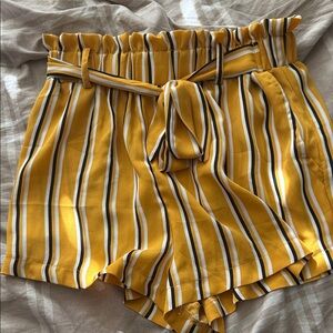 Yellow Striped Women's Shorts